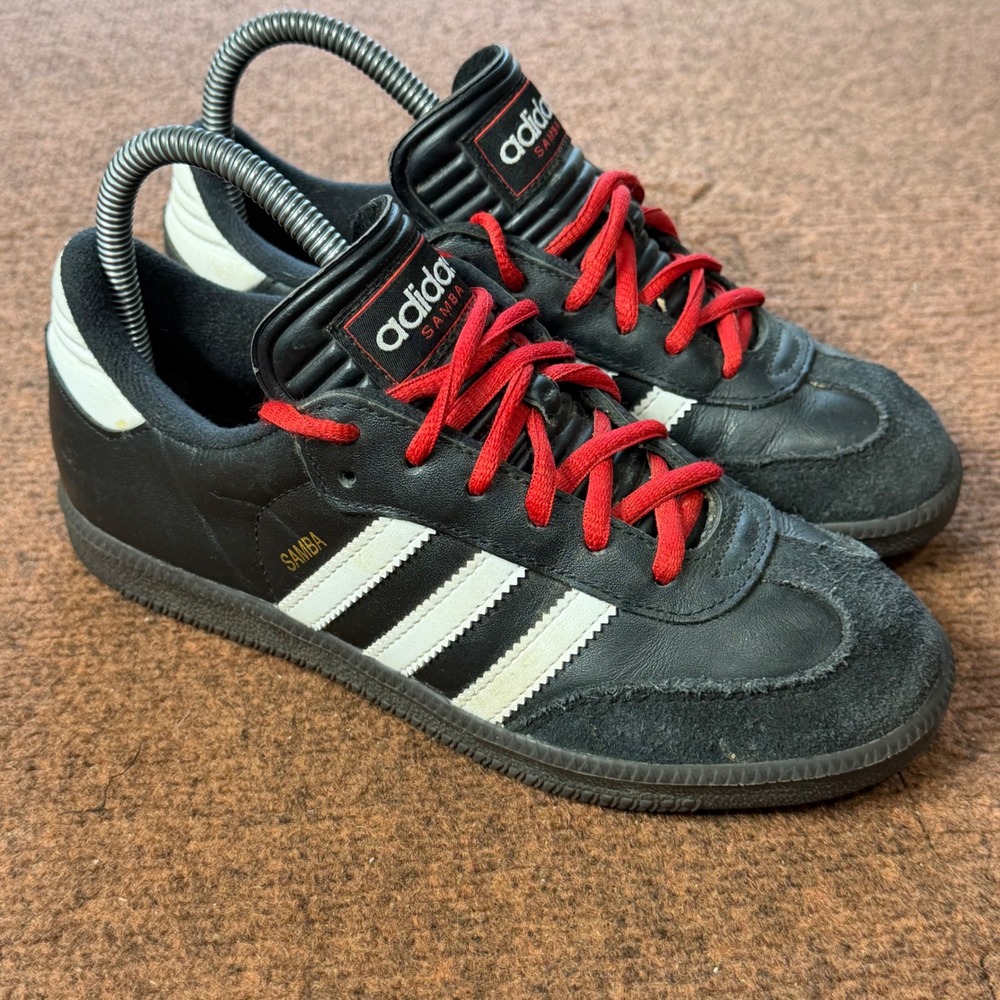 B+ shoes Adidas Samba Classic Black White Red Laces Kids Sneakers US 4 034563